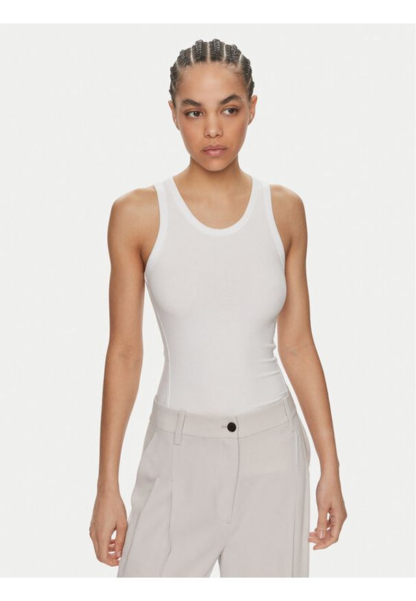 Calvin Klein Top K20K206554 Biały Slim Fit. Kolor: biały