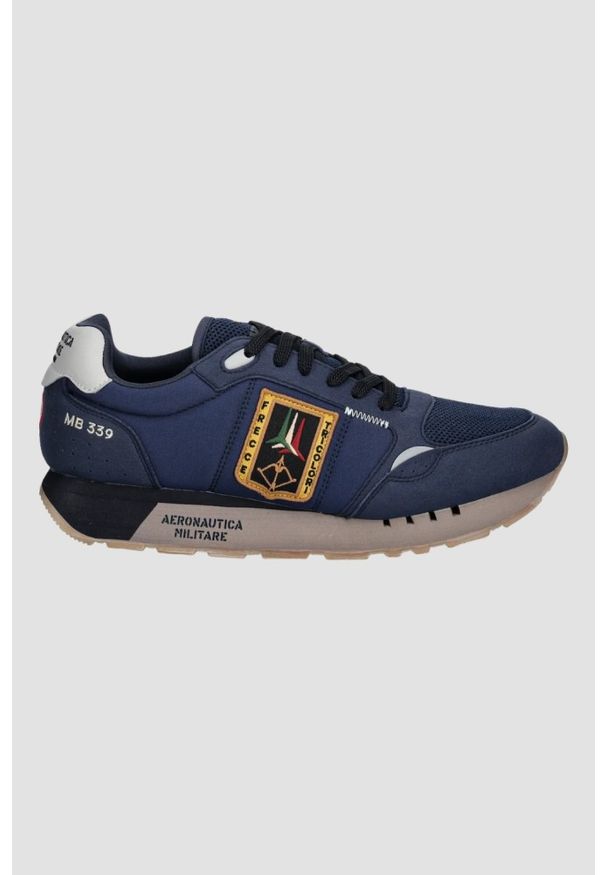 Aeronautica Militare - AERONAUTICA MILITARE Granatowe sneakersy męskie, Rozmiar 45. Okazja: na co dzień. Kolor: niebieski. Materiał: materiał