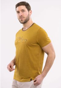 Volcano - Bawełniany t-shirt T-TED. Kolekcja: plus size. Kolor: żółty. Materiał: bawełna. Długość rękawa: krótki rękaw. Długość: krótkie