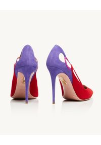 AQUAZZURA - Zamszowe szpilki Fenix Pump. Kolor: czerwony. Materiał: zamsz. Wzór: ażurowy. Obcas: na szpilce. Wysokość obcasa: średni #2