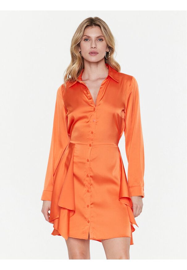 Guess Sukienka koszulowa Alya W2BK83 WF1T2 Pomarańczowy Regular Fit. Kolor: pomarańczowy. Materiał: syntetyk. Typ sukienki: koszulowe