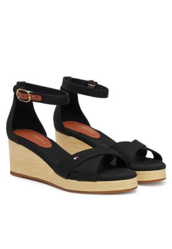 TOMMY HILFIGER - Tommy Hilfiger Espadryle Flag Criss-Cros Mid Wedge Espad FW0FW08481 Czarny. Kolor: czarny. Materiał: materiał
