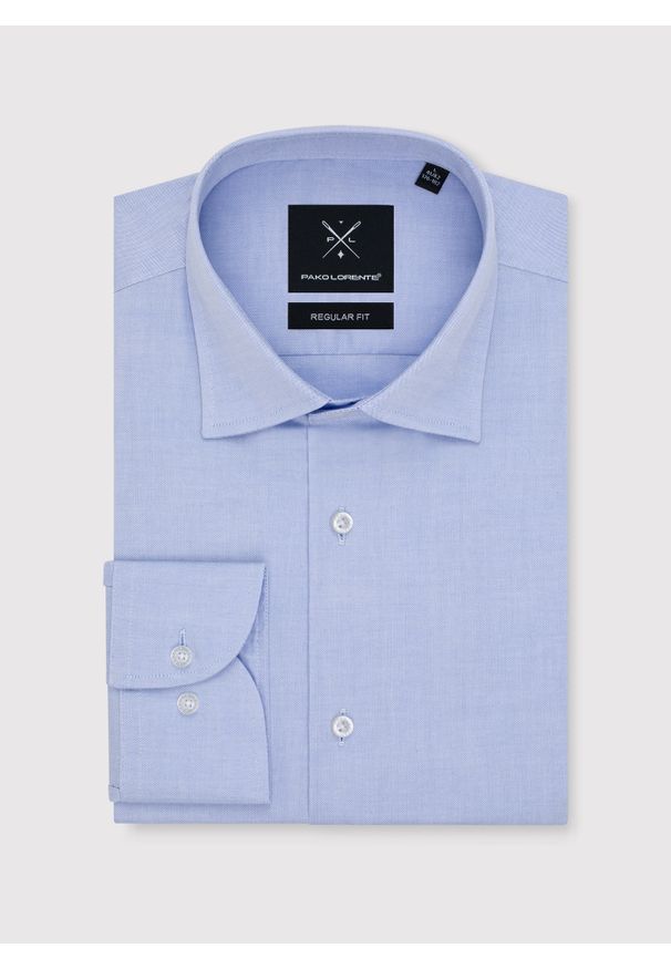 Pako Lorente - PAKO LORENTE – Niebieska koszula męska z długim rękawem. Kolor: niebieski. Materiał: bawełna. Długość rękawa: długi rękaw. Długość: długie. Wzór: gładki