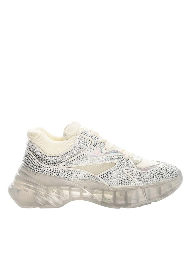 Pinko - PINKO - Sneakersy z cyrkoniami Rubino Diamond. Kolor: biały. Materiał: guma. Wzór: aplikacja. Sezon: lato, wiosna