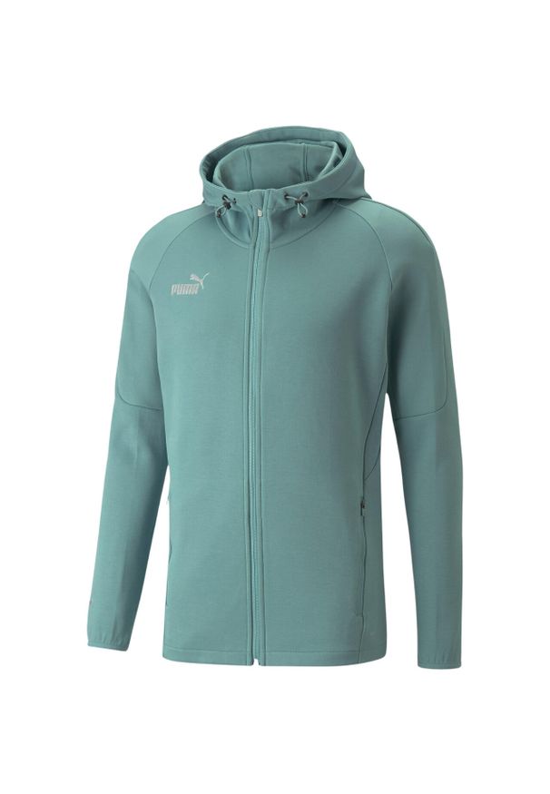 Bluza z kapturem męska Puma Team Final Casuals Hooded Jkt. Typ kołnierza: kaptur. Kolor: zielony. Materiał: bawełna, materiał