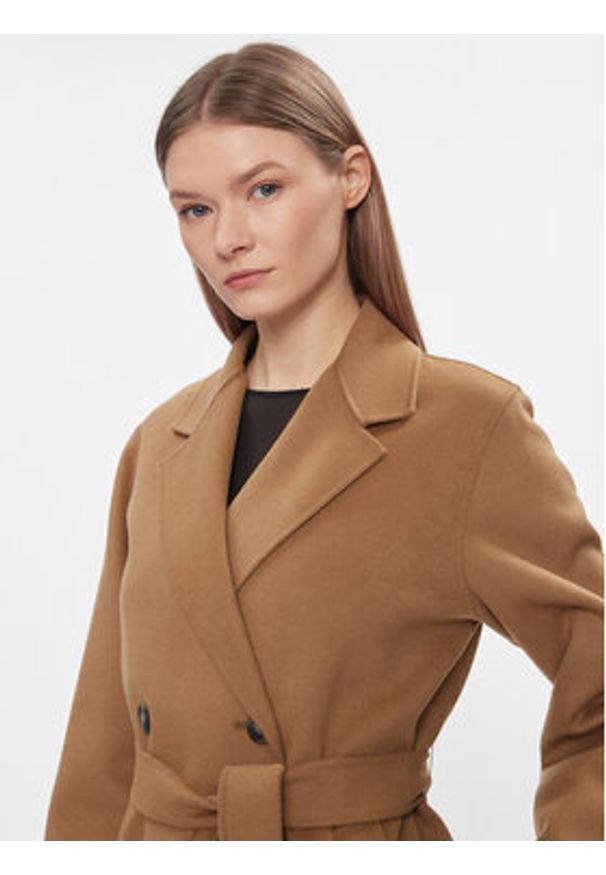 Weekend Max Mara Płaszcz wełniany Flirt 2415011011 Brązowy Regular Fit. Kolor: brązowy. Materiał: wełna