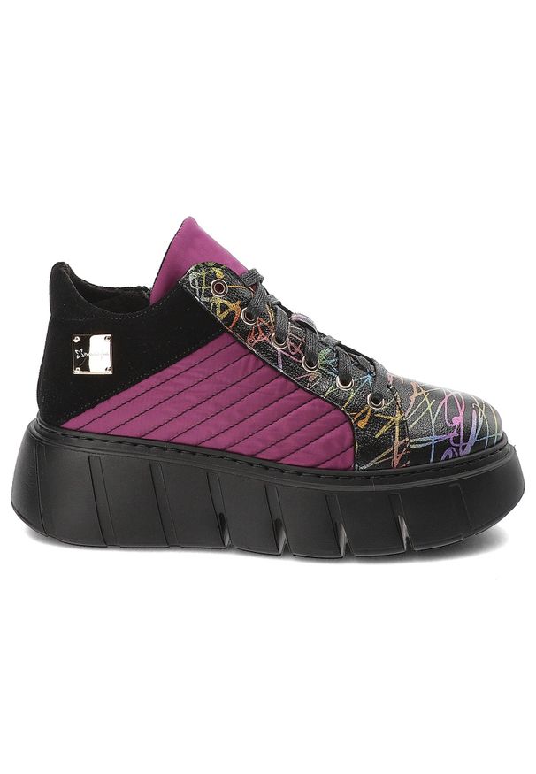 Różowe Sneakersy Maciejka Eleganckie Obuwie Damskie. Okazja: na co dzień. Kolor: różowy. Wzór: kolorowy. Obcas: na platformie. Styl: elegancki