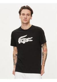 Lacoste T-Shirt TH8937 Czarny Regular Fit. Kolor: czarny. Materiał: bawełna