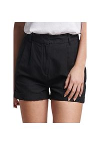 Spodenki sportowe damskie Superdry Studios Linen. Kolor: czarny. Materiał: len, bawełna. Sport: fitness
