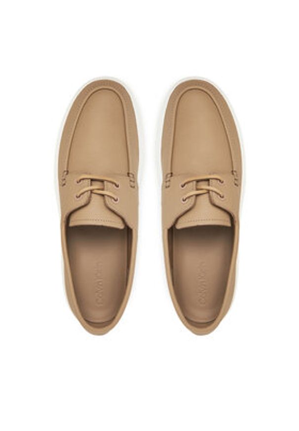 Calvin Klein Mokasyny Hybrid Lace Up Boat Lth HM0HM01812 Brązowy. Kolor: brązowy. Materiał: skóra