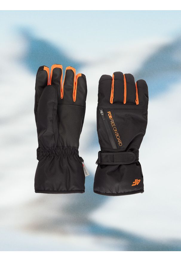 4f - 4F Rękawiczki narciarskie Thinsulate membrana 5000 męskie - czarne M. Kolor: czarny. Materiał: skóra, materiał. Technologia: Thinsulate. Sezon: zima. Sport: narciarstwo