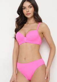 Born2be - Fuksjowe Bikini Biustonosz z Marszczeniem i Majtki Figi z Dodatkowym Paero Ulosora. Kolor: różowy #3
