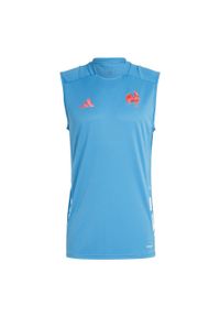 Adidas - Koszulka France Training Sleeveless. Kolor: niebieski. Materiał: materiał #2