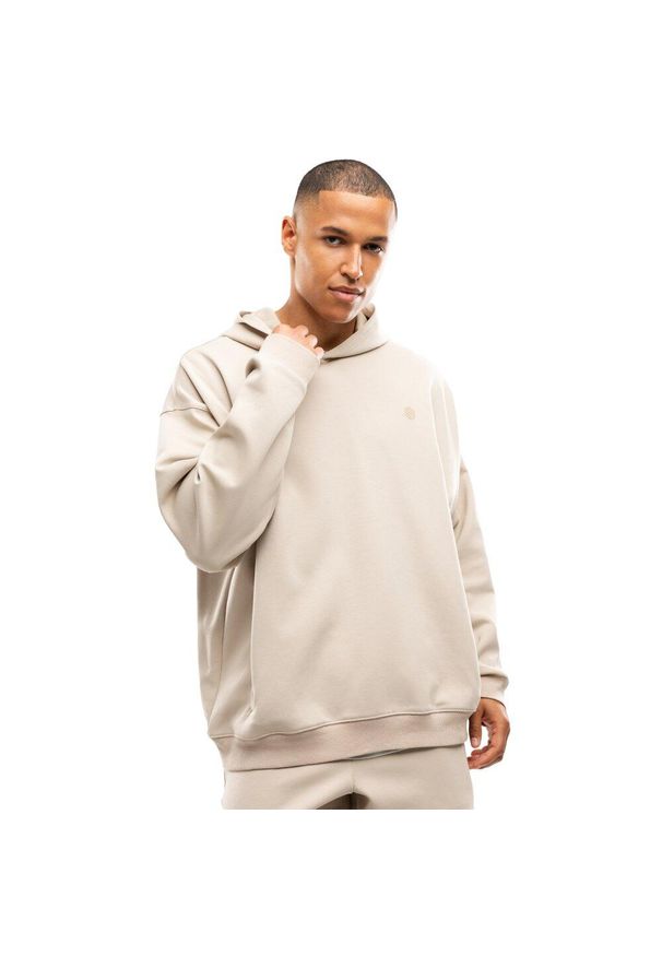 SIROKO - Męska bluza sportowa z kapturem Fitness Siroko Motion Sand. Typ kołnierza: kaptur. Kolor: beżowy. Materiał: materiał. Sport: fitness