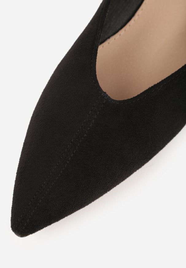 Renee - Czarne Klasyczne Balerinki Vices z Noskiem w Szpic Farrie. Okazja: na spotkanie biznesowe, na co dzień. Kolor: czarny. Wzór: kwiaty. Sezon: lato. Styl: klasyczny