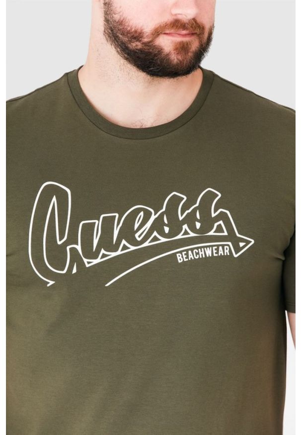 Guess - GUESS Oliwkowy t-shirt męski beachwear, Rozmiar S. Kolor: zielony