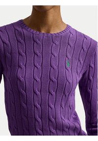 Polo Ralph Lauren Sweter 211971869503 Fioletowy Slim Fit. Typ kołnierza: polo. Kolor: fioletowy. Materiał: bawełna #3