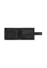 Ochnik - Czarny rozkładany zapinany portfel męski. Kolor: czarny. Materiał: nylon #3