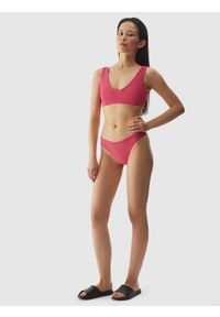 4f - 4F Góra od bikini damska - różowa L. Kolor: różowy. Materiał: syntetyk, włókno, elastan, materiał. Wzór: jednolity