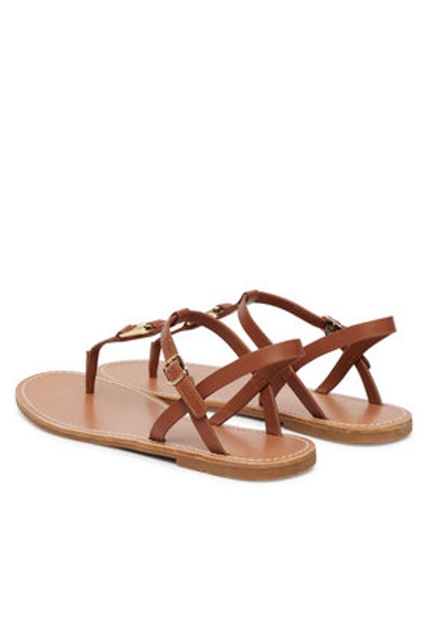 TOMMY HILFIGER - Tommy Hilfiger Sandały Leather Thong Sandal FW0FW09127 Brązowy. Kolor: brązowy. Materiał: skóra