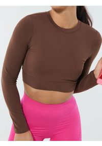Sinsay - Sportowy crop top w stylu basic - brązowy. Kolor: brązowy. Styl: sportowy