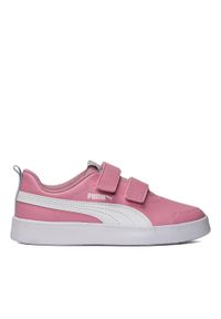 Sneakersy dziecięce różowe Puma Courtflex V2 V PS 371543-23. Okazja: na co dzień. Zapięcie: rzepy. Kolor: różowy. Materiał: materiał. Szerokość cholewki: normalna