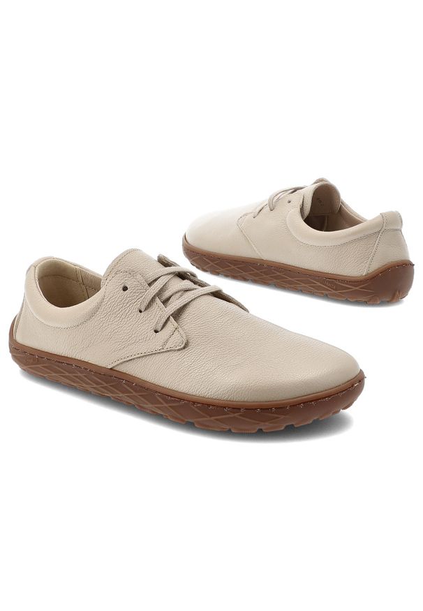 Półbuty damskie Barefoot Armodo, cholewka ze skóry naturalnej cienka elastyczna podeszwa szeroki nosek lekka forma do codziennego chodzenia, beżowe,. Okazja: na co dzień. Zapięcie: sznurówki. Kolor: beżowy. Materiał: skóra. Szerokość cholewki: normalna. Styl: casual