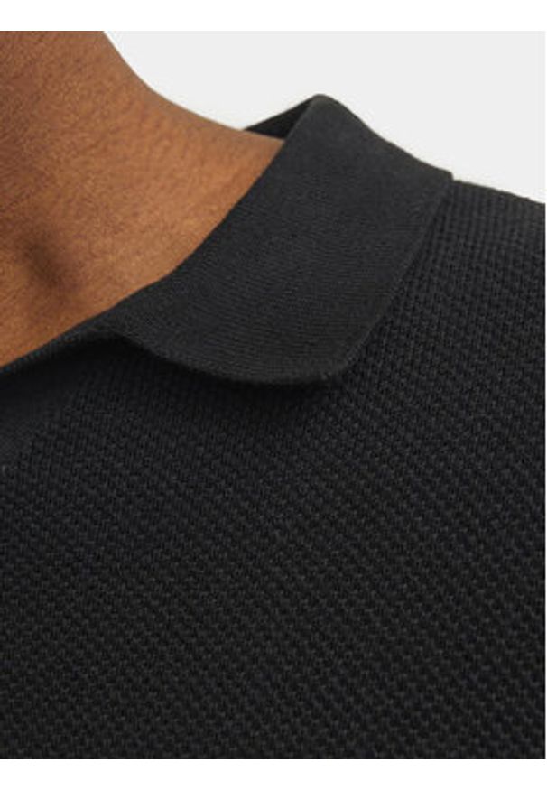 Jack & Jones Polo Linen 12252748 Czarny Regular Fit. Typ kołnierza: polo. Kolor: czarny. Materiał: bawełna
