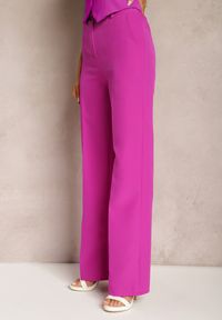 Renee - Ciemnofioletowe Garniturowe Spodnie High Waist z Kieszeniami Blathe. Stan: podwyższony. Kolor: fioletowy #3