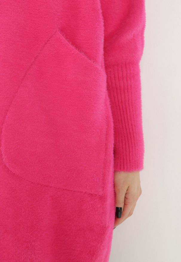 Born2be - Fuksjowy Płaszcz z Bawełną Oversize Klepheia. Okazja: na co dzień. Kolor: różowy. Materiał: bawełna. Wzór: jednolity. Styl: casual