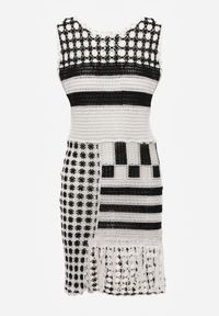 Renee - Biało-Czarna Ażurowa Sukienka z Bawełny bez Rękawów Cophalia. Okazja: na co dzień, na imprezę. Kolor: biały. Materiał: bawełna. Długość rękawa: bez rękawów. Wzór: ażurowy. Sezon: lato. Styl: elegancki, klasyczny, casual #7