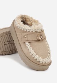 Born2be - Beżowe Niskie Śniegowce na Platformie z Haftowanymi Detalami Raesia. Okazja: na uczelnię, na co dzień. Kolor: beżowy. Materiał: jeans. Wzór: haft. Sezon: zima. Styl: casual, elegancki #3