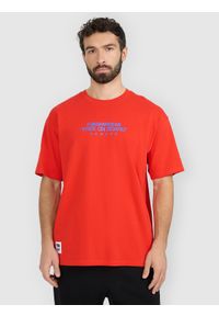 4f - 4F T-shirt loose z nadrukiem męski - czerwony XL. Okazja: na co dzień. Kolor: czerwony. Materiał: materiał. Wzór: nadruk. Styl: klasyczny, casual #1
