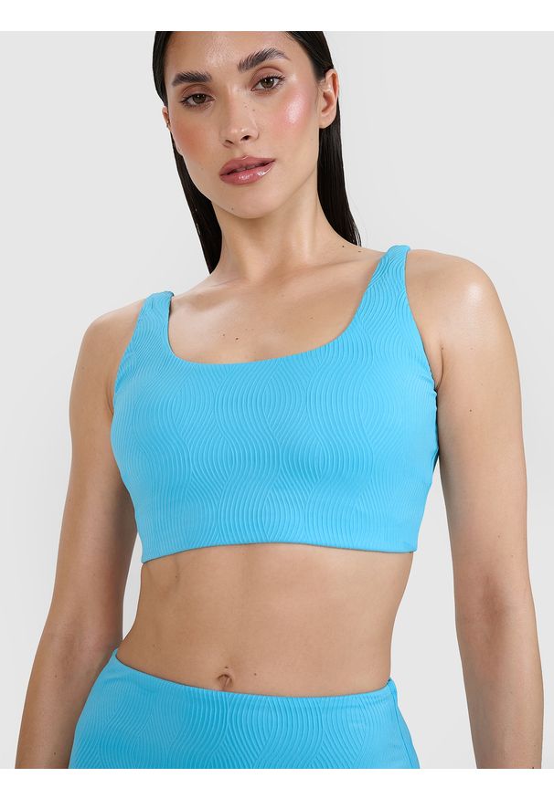 4f - 4F Góra od bikini damska - turkusowa XL. Kolor: turkusowy. Materiał: włókno, materiał, elastan, syntetyk