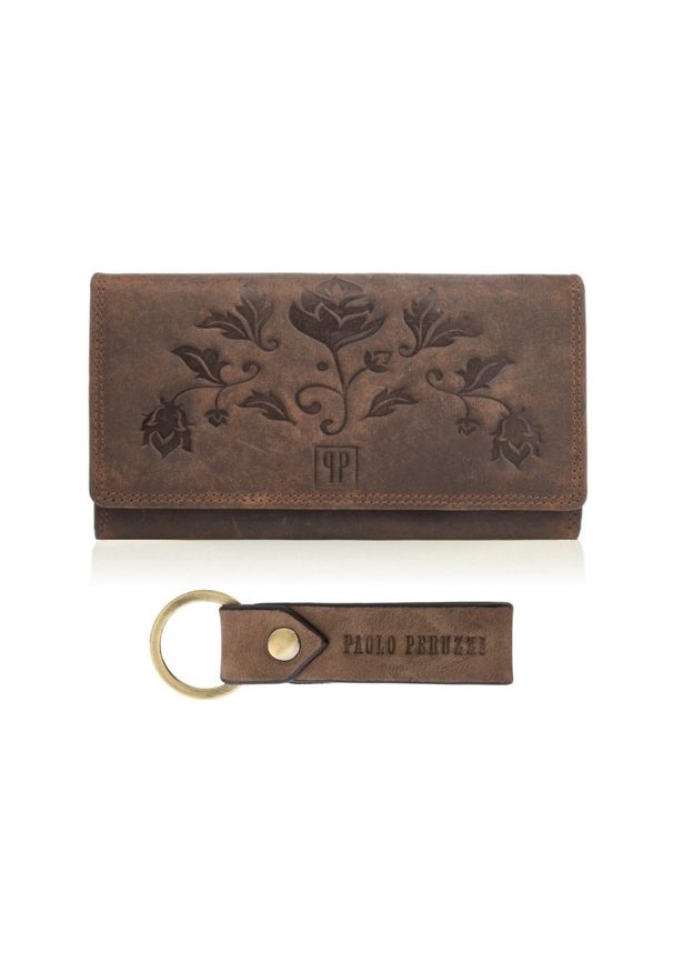 Zestaw prezentowy ZUP-95-BR skórzany PAOLO PERUZZI brązowy. Kolor: brązowy. Materiał: skóra