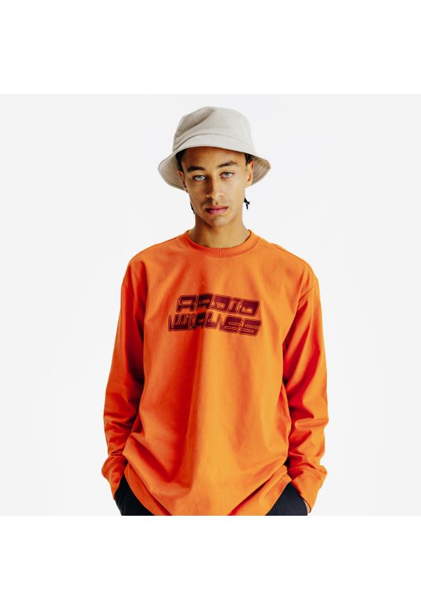 Decathlon - Koszulka długi rękaw męska Lifetech Graphic. Kolor: pomarańczowy. Materiał: materiał. Długość rękawa: długi rękaw. Długość: długie