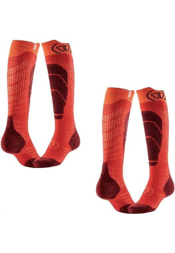 SIDAS - Skarpety narciarski junior Sidas Ski Merino welna merynosowa zestaw 2 sztuk. Kolor: czerwony, pomarańczowy, wielokolorowy. Materiał: poliamid, elastan, wełna. Sport: narciarstwo