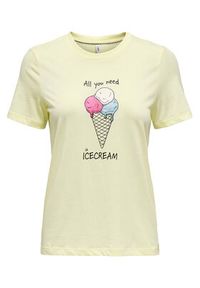 only - ONLY T-Shirt Fun Life 15349901 Żółty Regular Fit. Kolor: żółty. Materiał: bawełna #5