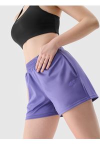 4f - 4F Spodenki treningowe szybkoschnące damskie - granatowe M. Stan: podwyższony. Kolor: niebieski. Materiał: dzianina, elastan, włókno, syntetyk, materiał. Długość: krótkie. Wzór: gładki, jednolity, ze splotem. Sport: fitness #2