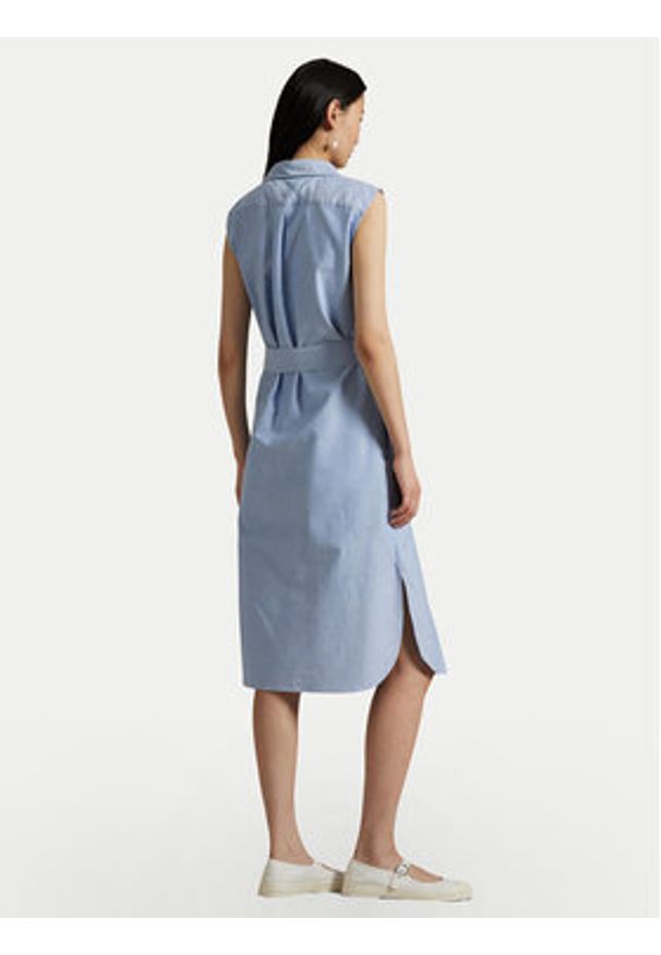 Polo Ralph Lauren Sukienka koszulowa 211965853002 Błękitny Regular Fit. Typ kołnierza: polo. Kolor: niebieski. Materiał: bawełna. Typ sukienki: koszulowe