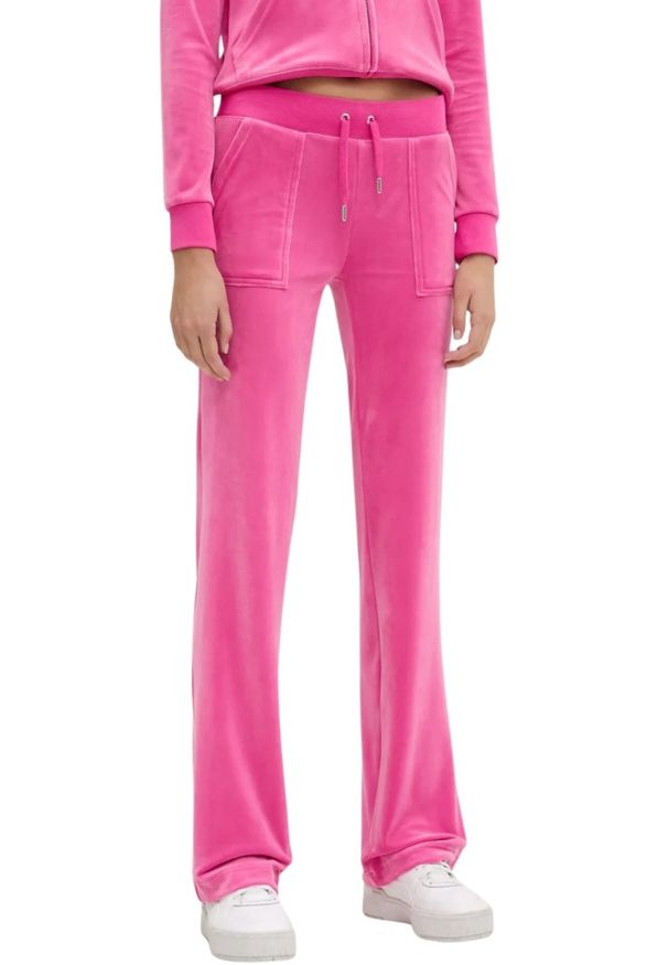 Juicy Couture - JUICY COUTURE Różowe damskie spodnie welurowe Del Ray Pocket Pant, Rozmiar M. Kolor: różowy. Materiał: welur