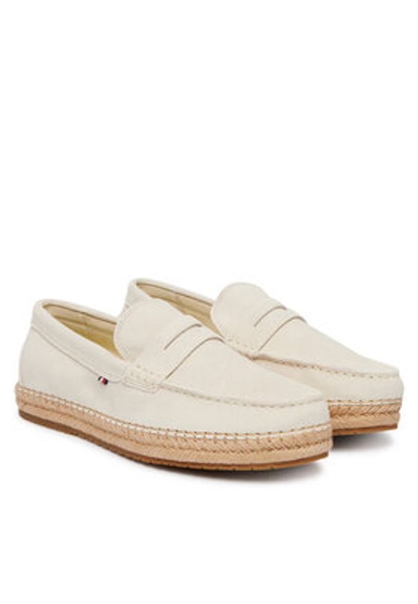 TOMMY HILFIGER - Tommy Hilfiger Espadryle Flexible Hilfiger Sde Espadrille FM0FM05794 Écru. Kolor: kremowy. Materiał: skóra, zamsz