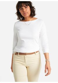 bonprix - Bluzka z długim rękawem z czystej bawełny organicznej. Kolor: biały. Materiał: bawełna. Długość rękawa: długi rękaw. Długość: długie #1