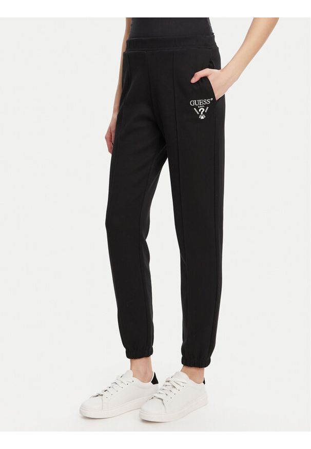 Guess Spodnie dresowe V5RB13 KC3D2 Czarny Regular Fit. Kolor: czarny. Materiał: bawełna, syntetyk