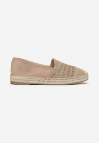 Born2be - Ciemnobeżowe Espadryle na Plecionej Podeszwie Necene. Nosek buta: okrągły. Zapięcie: bez zapięcia. Kolor: beżowy. Materiał: materiał. Wzór: aplikacja. Obcas: na płaskiej podeszwie #5