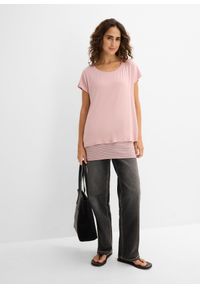 bonprix - Długi T-shirt z miękkiej mieszanki wiskozy. Kolor: różowy. Materiał: wiskoza. Długość rękawa: krótki rękaw. Długość: długie #3