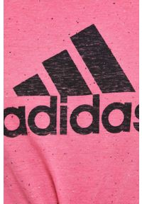 Adidas - adidas t-shirt damski kolor różowy. Kolor: różowy. Materiał: włókno, dzianina, materiał. Styl: klasyczny #4