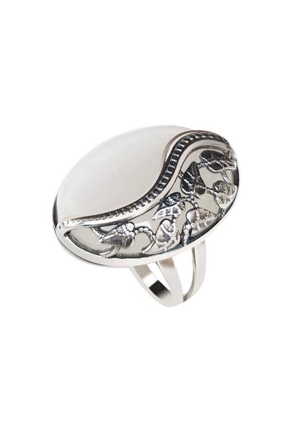 Polcarat Design - Srebrny oksydowany pierścionek PK 1716 kocie oko. Materiał: srebrne. Kolor: srebrny