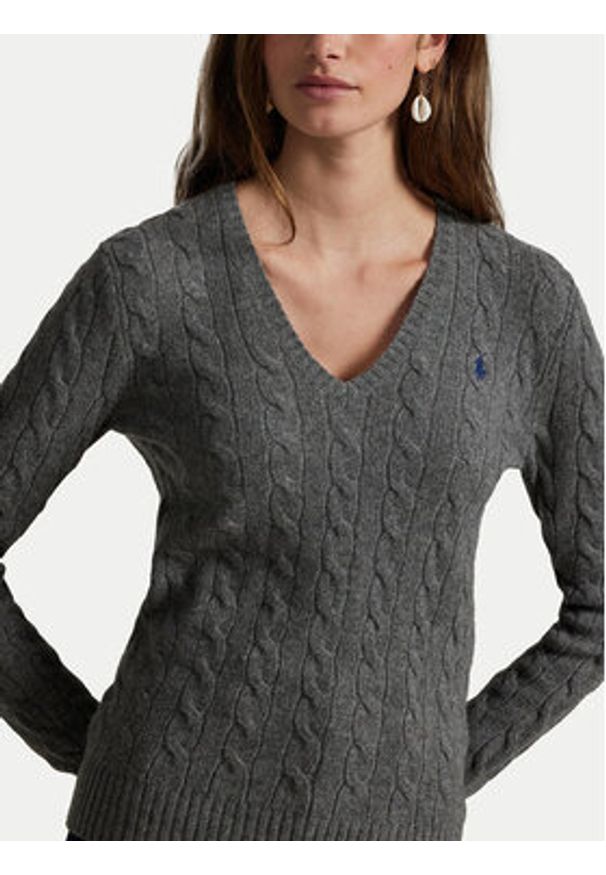 Polo Ralph Lauren Sweter 211971866500 Szary Slim Fit. Typ kołnierza: polo. Kolor: szary. Materiał: wełna