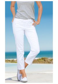 Spodnie z bengaliny 7/8 bonprix biały. Stan: obniżony. Kolor: biały. Materiał: włókno, poliester, materiał, wiskoza #2